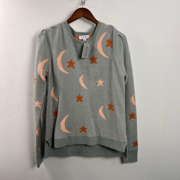 THML Sweaters - NWT THML Women’s Medium Blue Moon Star Crewneck Sweater